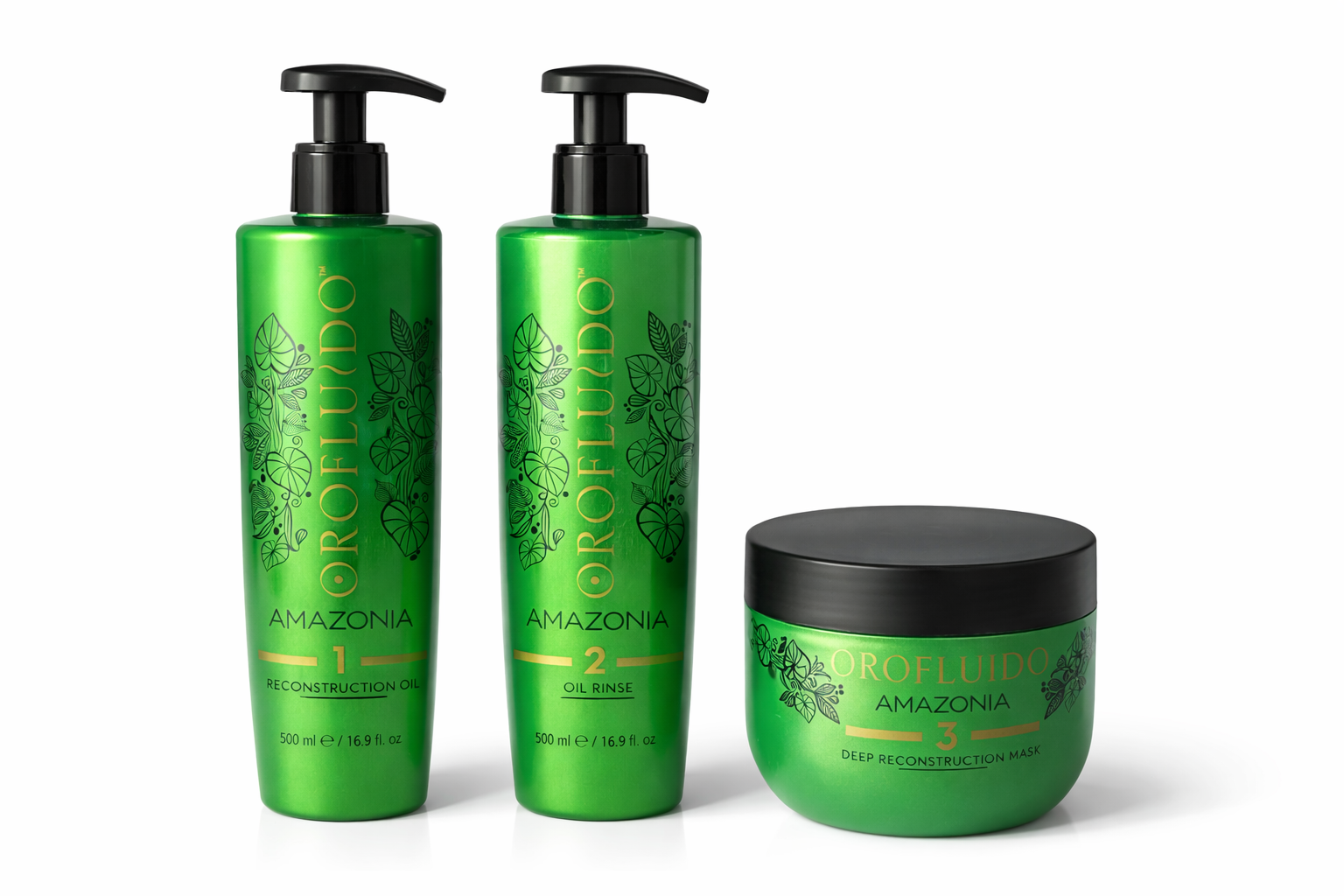 Revlon Orofluido Amazonia SET 1 Reconstruction oil 500ml 2 oil rinse 3 deep construction mask 500ml